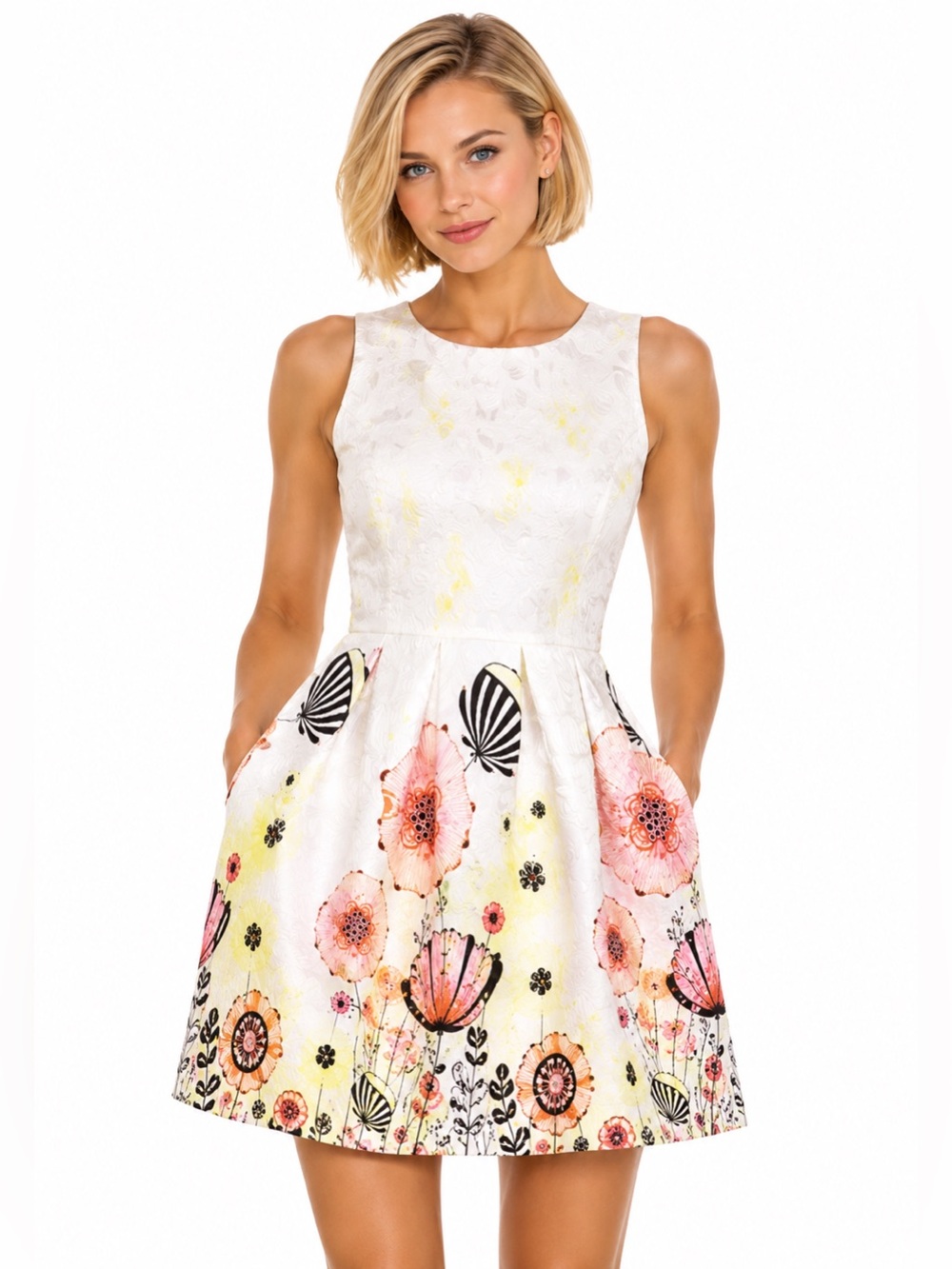 Color Incense Floral Butterfly Fit & Flare Dress Cottagecore Garden Party Dress